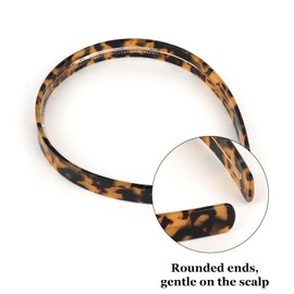 Hotalisona Tortoise Shell Headbands for Women Dark Tortoise Shell Fashion 0.6 Inch Headbands with Teeth Head Bands Hair Bands Accessories for Women Girls Women's Hair Non Slip