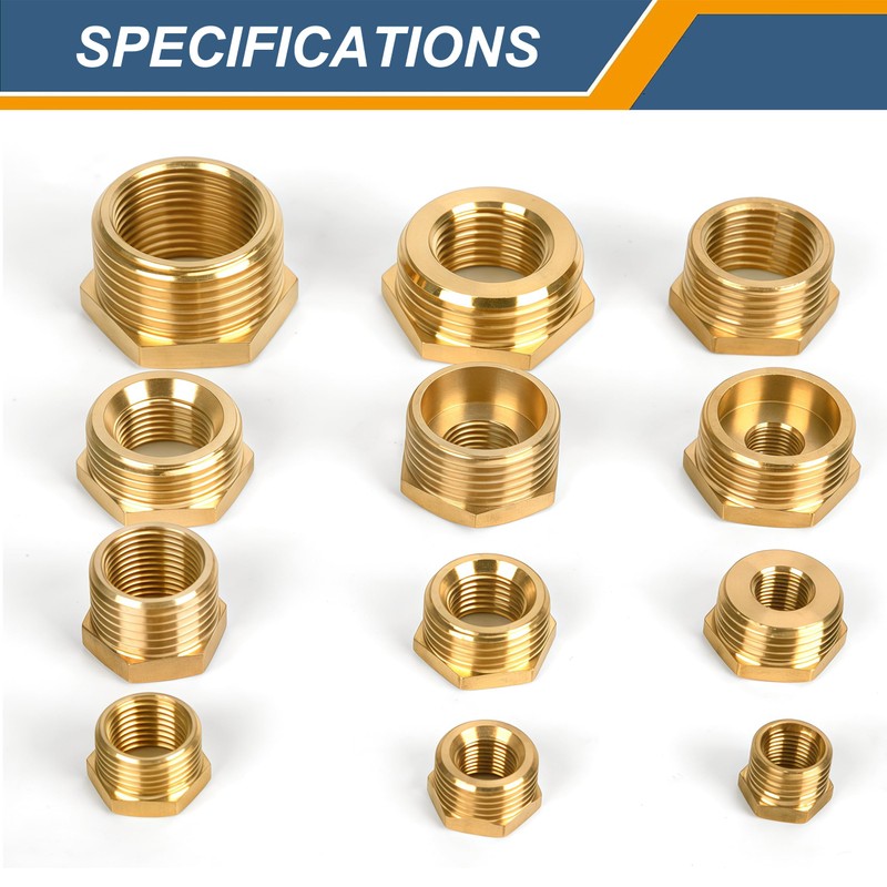 Brass Reducer, 3/8 Inch Male Thread x 1/8 Inch Female