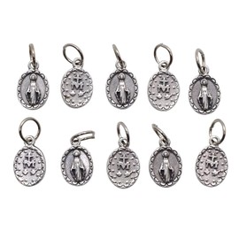 Pack of Ten (10) Silver-Tone Miraculous Medals | .5" Tall | Great for DIY Religious Jewelry | Catholic Beading Charms | Made in Italy