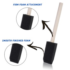 Conda 58 Pack 1" Assorted Foam Brush Set Wood Handle Paint Brush Set- Lightweight, Durable, Great for Acrylics, Stains, Varnishes, Crafts