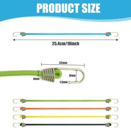 Small Bungee Cords with Hooks, 12 Pcs Colorful Heavy Duty Mini Adjustable Rubber Bungee Cords with Double Reverse Hook Short Elastic Bungee Cord For Luggage Tents Camping