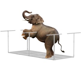 Jowkou 3 x 8FT Overhead Garage Storage Rack,Adjustable Garage Ceiling Storage Racks,Garage Shelving Heavy Duty,Garage Overhead Storage Racks,Garage Ceiling Storage,600lbs Weight Capacity(White)