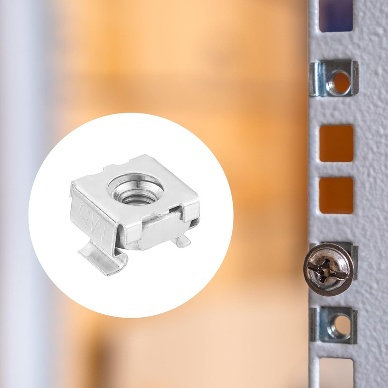 sourcing map M5 x 0.8mm Cage Nut, 50Pcs Snap-in Cage