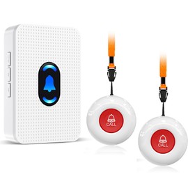 Daytech Wireless Caregiver Pager Call Button for Elderly at Home Life Alert Systems for Seniors/Patients/Disabled 2 Emergency Button 1 300+Feet Receiver