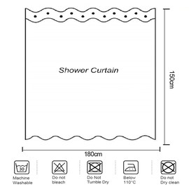 goodbath Short Shower Curtain,Under Ocean Fish Anti Mould Fabric Waterproof Bath Curtains for Bathroom Bathtub, 180 x 150 cm,Bright Blue