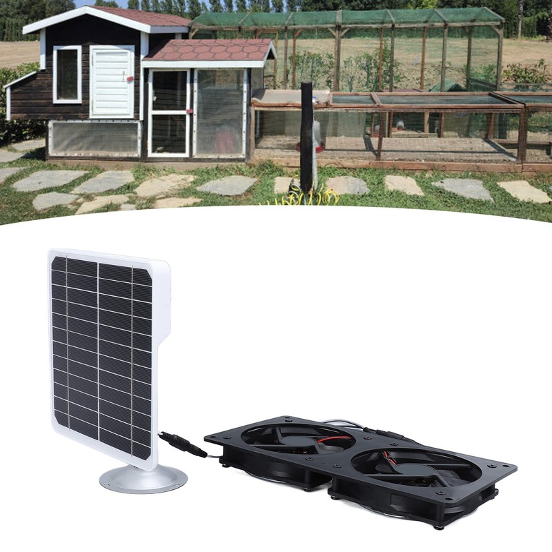 20W Solar Panel Solar Powered Dual Exhaust Fan Kit for