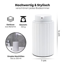 kosy - Seifenspender - Seifenspender Hellgrau - Seifenspender aus Keramik hellgrau matt - Stylisch und rutschfest mit Soft Touch - Moderner Flüssigseifenspender - Spülmittelspender