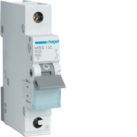 Hager MBS132 B-Type 1P 1 Module (S) Circuit Breaker – Circuit Breakers (50/60 Hz, -25 – 60 °C, -25 – 80 °C)
