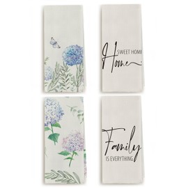 Zeghk Hydrangea Themed Home Decor, Kitchen Towels, Dish Towels Decor,16 x 24 Inch, 4 Pack, Hand Towels, Summer Flowers Holiday Decoration Hand Towels High Absorbent Tea Towels