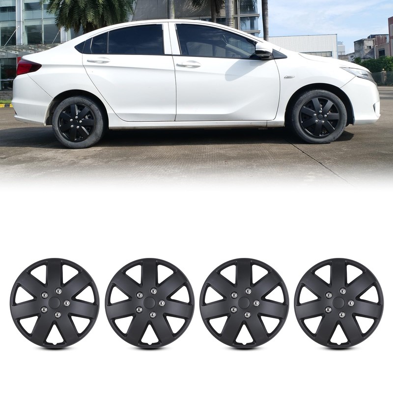 AUTOFREE 16 Inch Wheel Rim Covers Hubcaps Black Matte, Universal