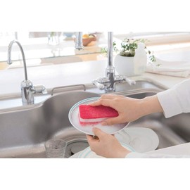 Duskin Sponge Hard Type Antibacterial (For Kitchen) 12 Pcs Kitchen Sponge Oil Stain Long Lasting (1 Piece x 12) (Rose)