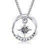 URONE Viking Necklace Sterling Silver Viking Mobius Compass Pendant Necklace