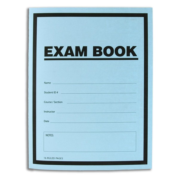 BookFactory Exam Blue Book/Blue Exam Book/Blue Test Book (10 Book Pack) (Ruled Format - 8.5" x 11" - 16 Numbered Pages) Saddle Stitched (LAB-016-7RSS (Exam Book)10 PK)