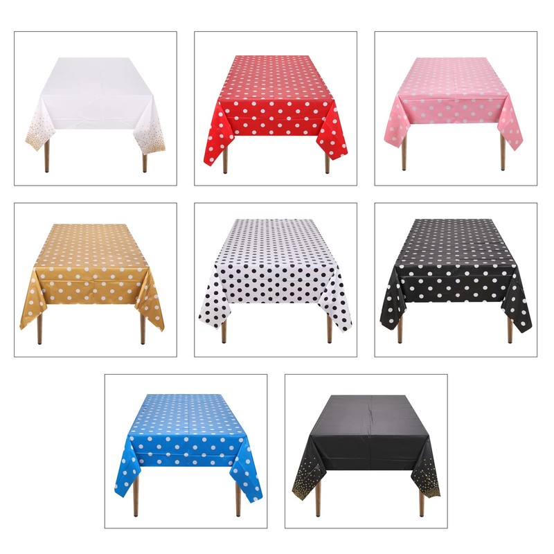 1 Piece Blue Polka Dot Tablecloth, Disposable Plastic Tablecloth, Waterproof,