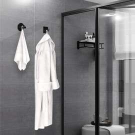 Stondino 6 Pcs Adhesive Hooks Command Hooks for Hanging Towel Hooks Command Strips Heavy Duty Shower Hooks for Inside Wall Hooks for Hanging Coat Hat Robe Hook Rack Wall Bedroom Kitchen