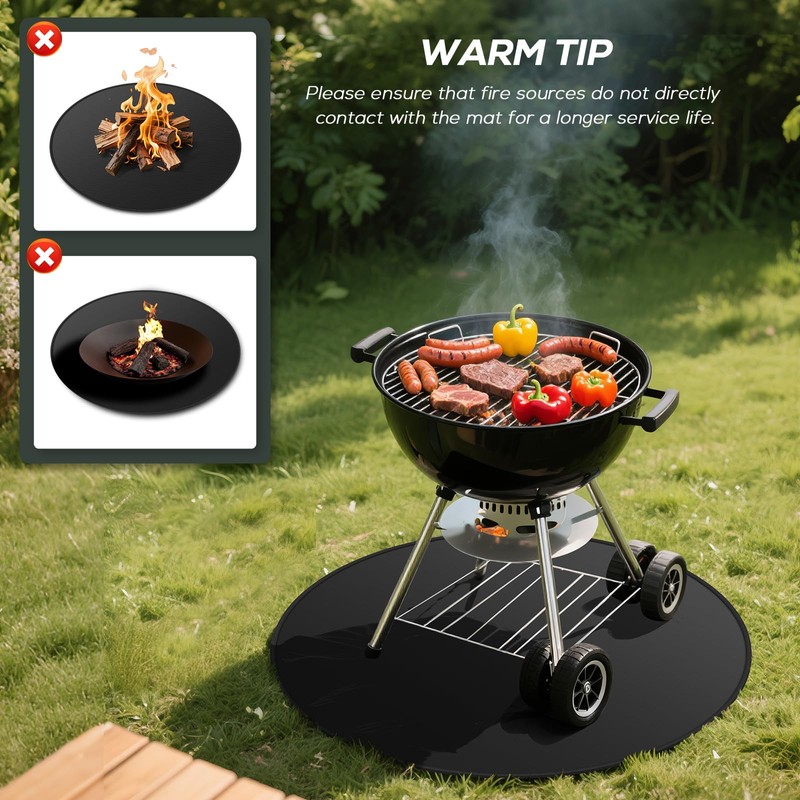 24inch Fire Pit Mat, Round Under Grill Blanket for Outdoor