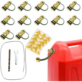 Fuel Gas Can Vent Caps, 12 Pack Fuel Gas Can Vent Kits Made of Durable Brass Fuel Gas Tank Vent Caps with Lanyard-Attached Cap for Gas Can Fuel Tank Water Jug to Allow Faster Flowing