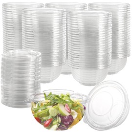 Cedilis 50 Pack 16oz Plastic Salad Bowls with Lids, Small Clear Disposable Containers for Salad Meal Prep, Perfect for Picnics or as a To-Go Serving Bowl