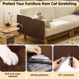 Self-Adhesive Cat Scratching Mat - Durable Couch Protector for Furniture, No Residue, Customizable, Safe for Cats, Easy Installation, Protects Sofas and Chairs