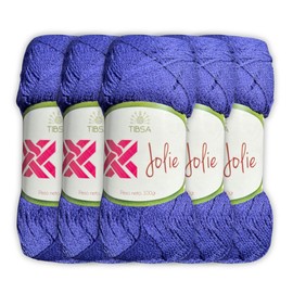 TIBSA Jolie | Paquete de 5 madejas 100g c/u | Estambre para crochet | Estambres para tejer ofertas | Yarn estambre grueso | Estambres para tejer | Estambres | Hilo crochet | Hilos para tejer crochet hilaza (Violet)