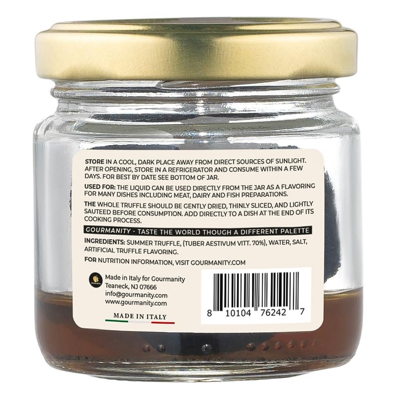 Gourmanity Tartufi Whole Black Truffles in Brine, Preserved Black Summer