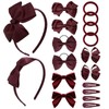 phnydreg Girl Dark Red Hair Bow Accessories 18 Pieces Uniform