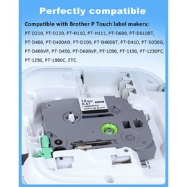 RAEMALL Compatible with Brother Label Tape TZe335 TZe435 TZe535 TZeMQG35 TZeMQP35 TZe Label Refills, 12mm 0.47 Inch Laminated White on Color Compatible with Brother P Touch Label Maker PT-D210 H110