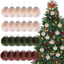 24 adornos de Navidad de terciopelo – Bolas de terciopelo inastillables a granel de 3 pulgadas con núcleo de espuma sólida, adornos decorativos para colgar de Navidad, regalos de decoración de árbol