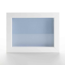 20x20 Shadow Box White Solid Pine Wood Display Frame with Blue Acid-Free Backing UV Acrylic & Hanging Hardware with 0.75" Usable Depth and 0.75" Frame Moulding Width