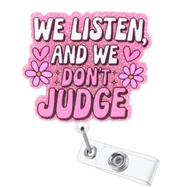 We Listen, and We Don't Judge Badge Reel Badge Reel Retractable for Nurse Student RN LPN CNA MA EMTs Medical Doctor, Funny Nurse Gifts Banana Badge Holder with Alligator Clip