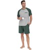 PrinStory Mens Pajama Set Summer Raglan Short Sleeve Tops and