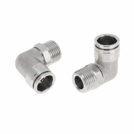 RATCHROLL Push to Connect Air Fittings 5/8" 90 Degree Air Line Quick Joint 304 Stainless Steel 1/2"BSPT 2 Pcs Silver Tone
