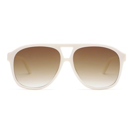 SOJOS Retro Large Aviator Sunglasses for Women Men Classic UV400 Oversized Aviators SJ2315, White/Gradient Brown