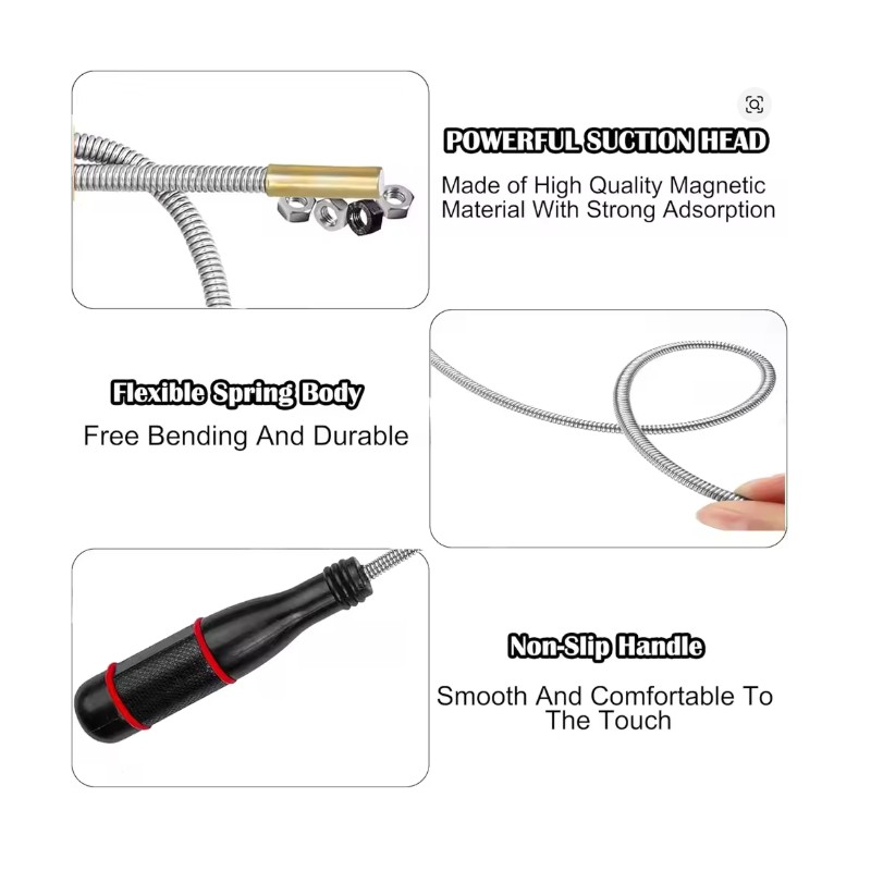 Flexible Magnetic Pickup Tool for Automotive Repair – Foldable Magnet