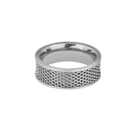 Geoffrey Beene Men's 8mm Stainless Steel Polished Edge Mesh Ring