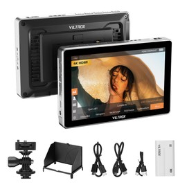 VILTROX 7 Inch Camera Field Monitor, Touchscreen Video Monitor External Camera Monitor Kit with Battery, 4K HDMI Input/Output On Camera Monitor with 3D LUT RGB Waveform Sunshade Hood (DC-L1)