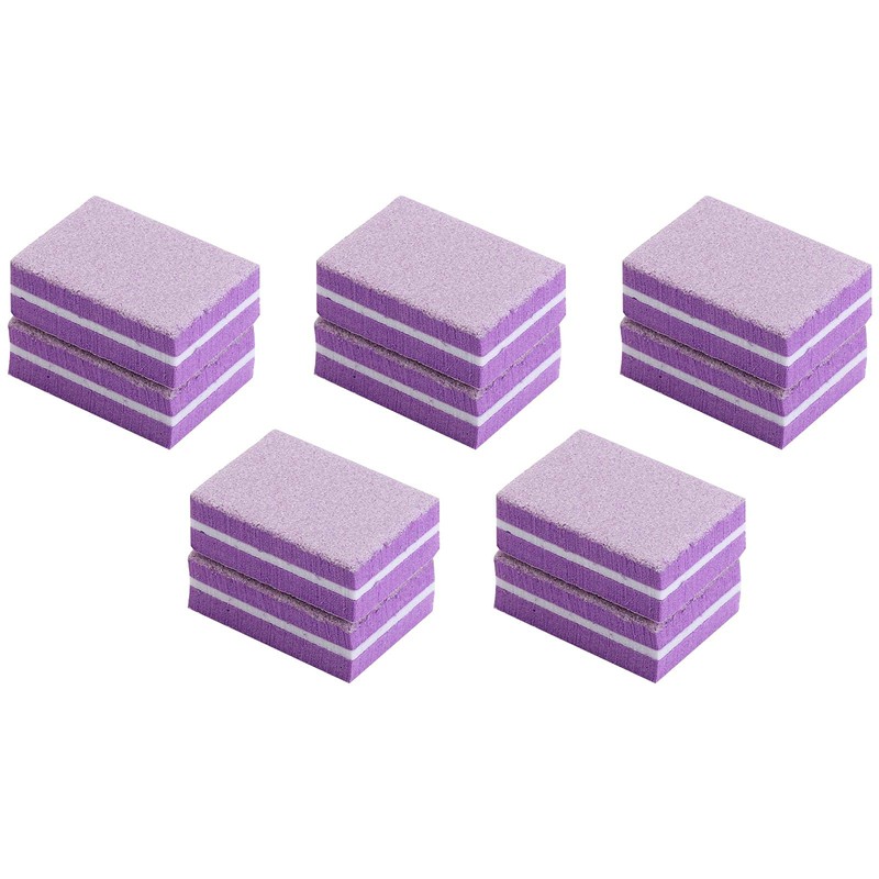 50 Pcs Mini Nail Buffer 180/100 Grit Buffing Blocks for