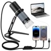 Bysameyee 1080P USB Microscope with Metal Stand, 50X-1000X Handheld Digital
