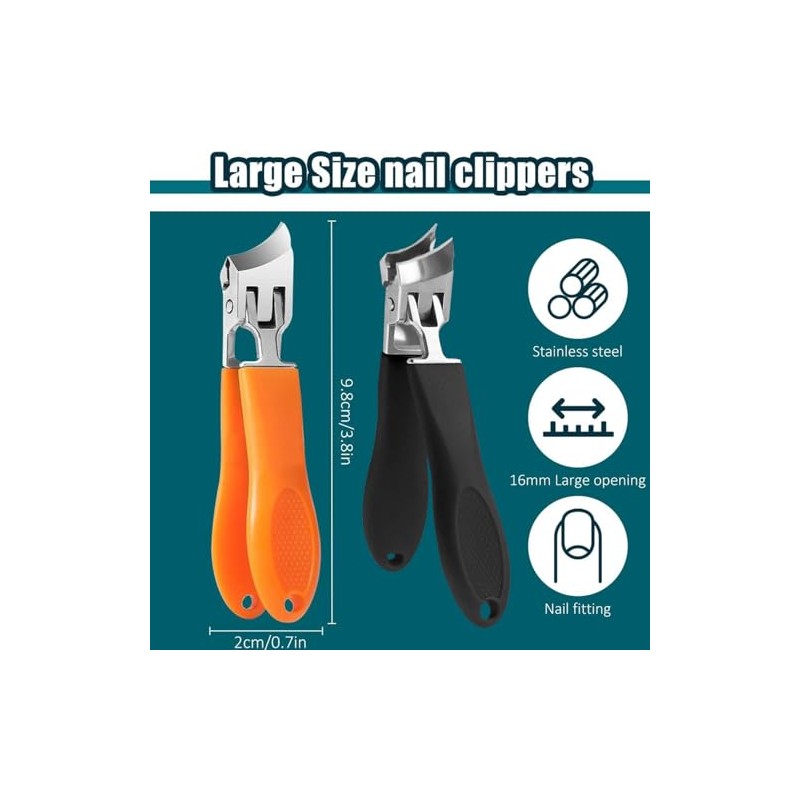 2PCS Anti-Splash Slanted Nail Clipper Set for Thick Nails