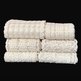6 Pattern Set Embroidery Lace Ribbon Handmade Material Antique Style DIY Sewing Decoration Beige Length 3.3 ft (1 m) / Pattern Width 5.5 - 8.3 cm