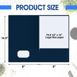 Janlaugh 25 Pack 9" x 14.5" Presentation Folders Linen Folder with 2 Pocket Legal Size Folders Tax Folders for Tax Preparers Project Folders for Tax Season Brochures Reports(Navy Blue)