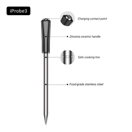 Single Wireless Meat Thermometer Probe for INKBIRD INT-11P-B/INT-11X-B, Bluetooth Meat Thermometer Probe for Grilling Smoking, IP67 Waterproof