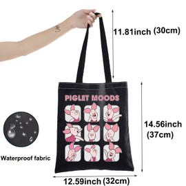 BWWKTOP Funny Piglet Tote Bag Piglet Moods Inspired Gift Piglet Shoulder Bag Piglet Merchandise, Piglet Moods Bl, One Size, Fit
