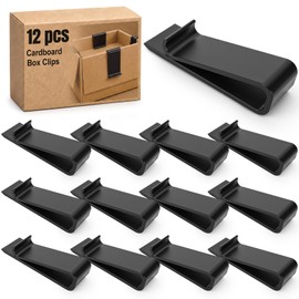 Tinlade 12 Pcs Cardboard Box Clips Reusable 3-5/8 Inch Chip Trash Garbage Bag Holder Clip Suit for All Single Walled and Most Double Walled Boxes and Cartons (Black)