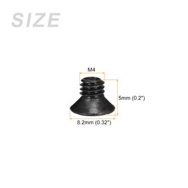 METALLIXITY Phillips Flat Head Screws (M4 x 5mm) 50Pcs, Carbon Steel Machine Screws - for Glasses Watch and Other Small Electronics, Black