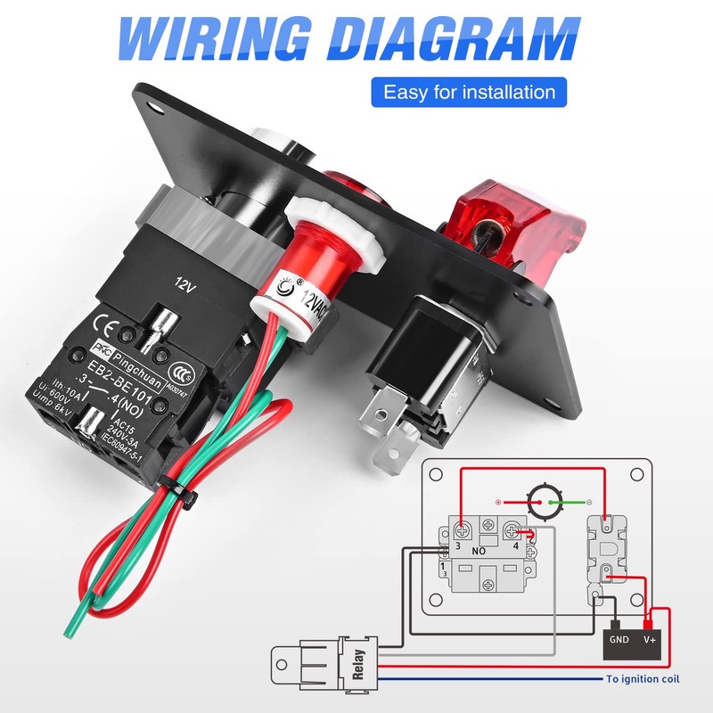 Nilight Ignition Switch Panel 12V 2 in 1 Rocker with