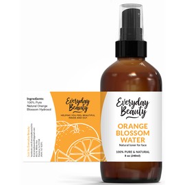 Orange Blossom Water Facial Toner - All Natural Hydrating Spray Mist for Face and Hair - 100% All Natural Orange Blossom Water Hydrosol 8oz with Fine Mist Cap