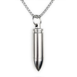 Small Pill Box Titanium Pill Fob Necklace Bullet Nitro Mini Waterproof Pill Holder Lightweight Survival Case Keychain Pill Bottle for Men & Women (TC02(Bullet Pendant))