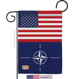 NATO US Friendship Garden Flag Set Wall Holder Association Organization Fraternity Sorority University College Greek Club Small Decorative Gift Yard House Banner Made In USA 13 X 18.5