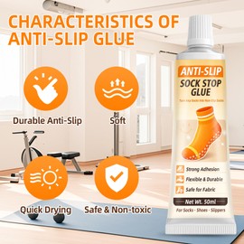 Sock Stop Glue, 2-Pack of 1.69 fl oz Each Sock Stop Anti Slip Adhesive Suitable for Children and Elder, Clear Waterproof Non Slip Sock Glue for Socks, Blankets, and Floor Mats
